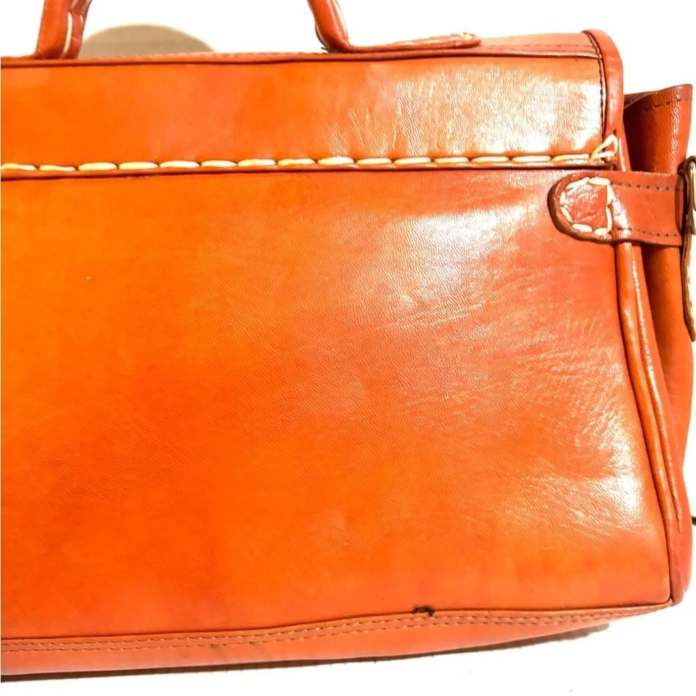 Stylish vintage unisex Orange Leather briefcase